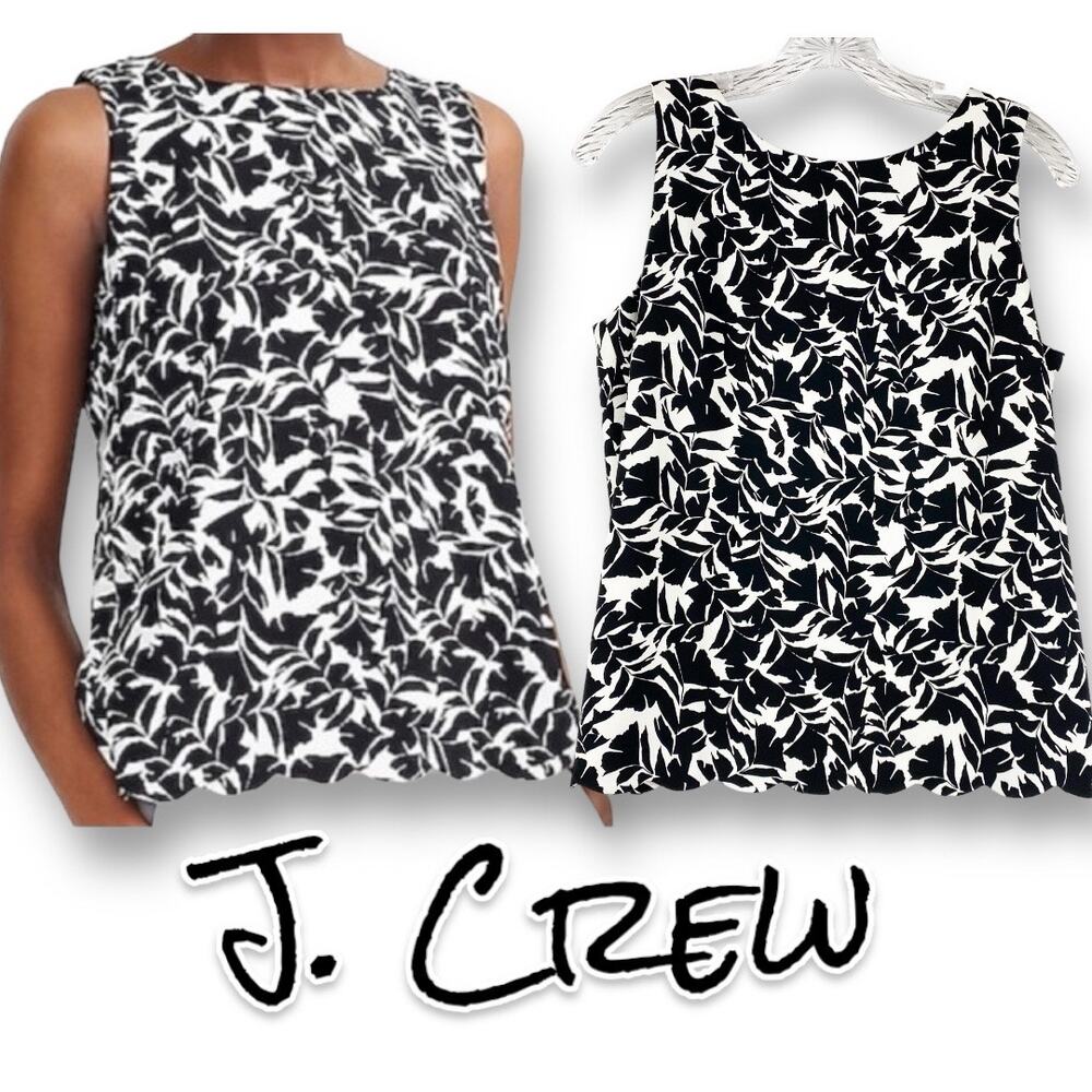 J Crew Scalloped Hem Split Back Floral Sleeveless Blouse  Womens Size XS